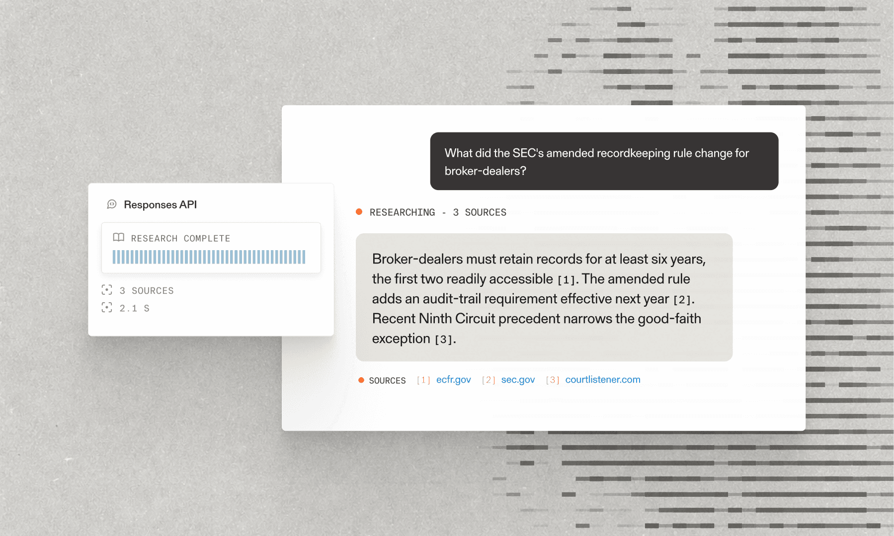 Illustration demonstrating deep research API concepts, web search capabilities, or AI agent integration features
