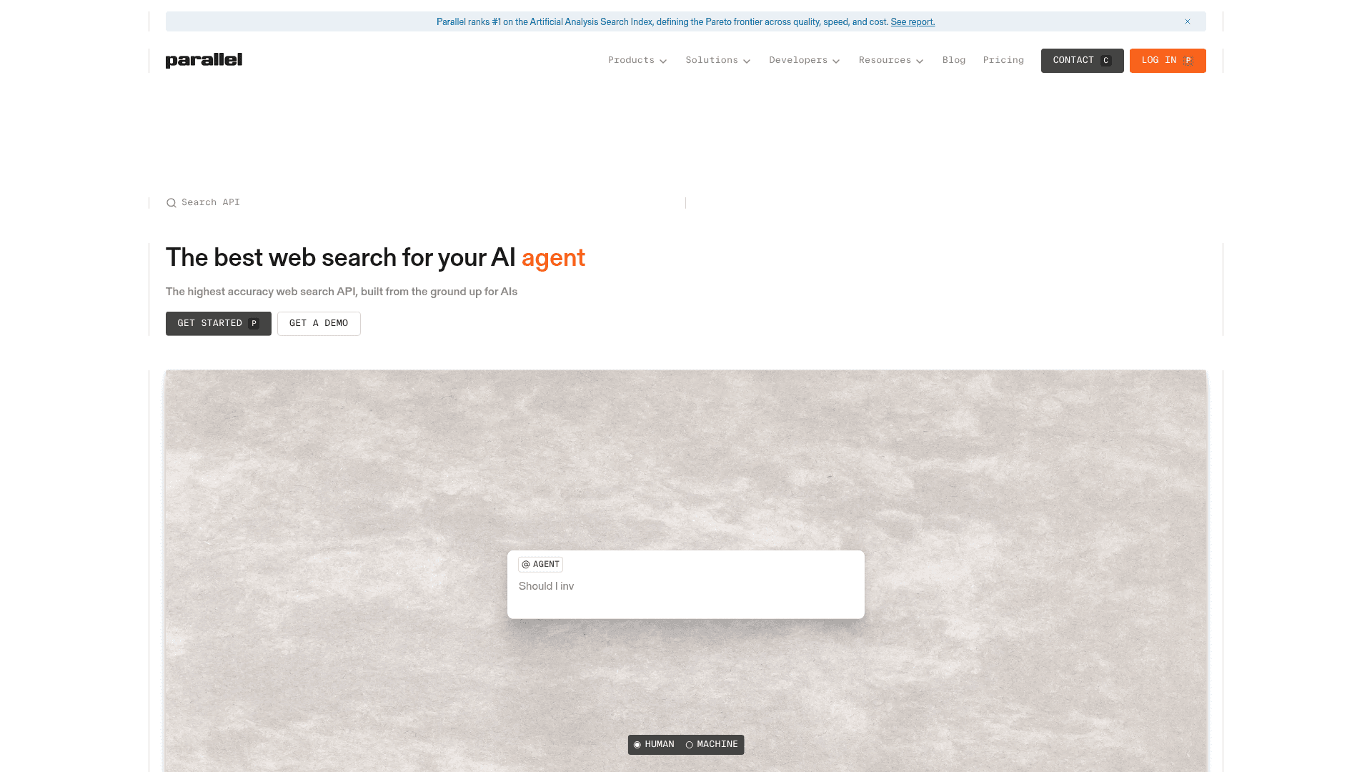 Parallel's Search API product page, which is available as an MCP server for AI agents.