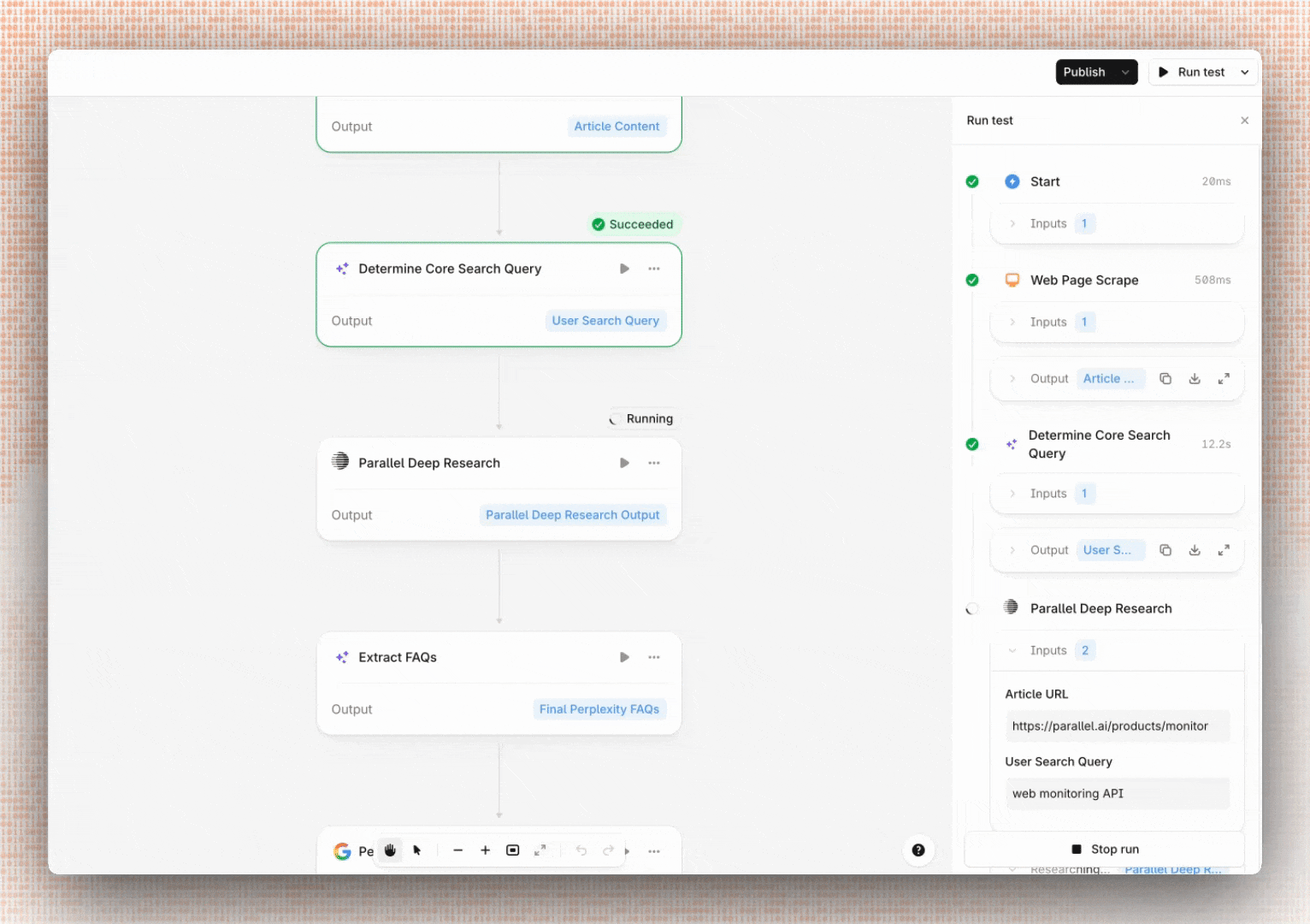 Illustration demonstrating deep research API concepts, web search capabilities, or AI agent integration features