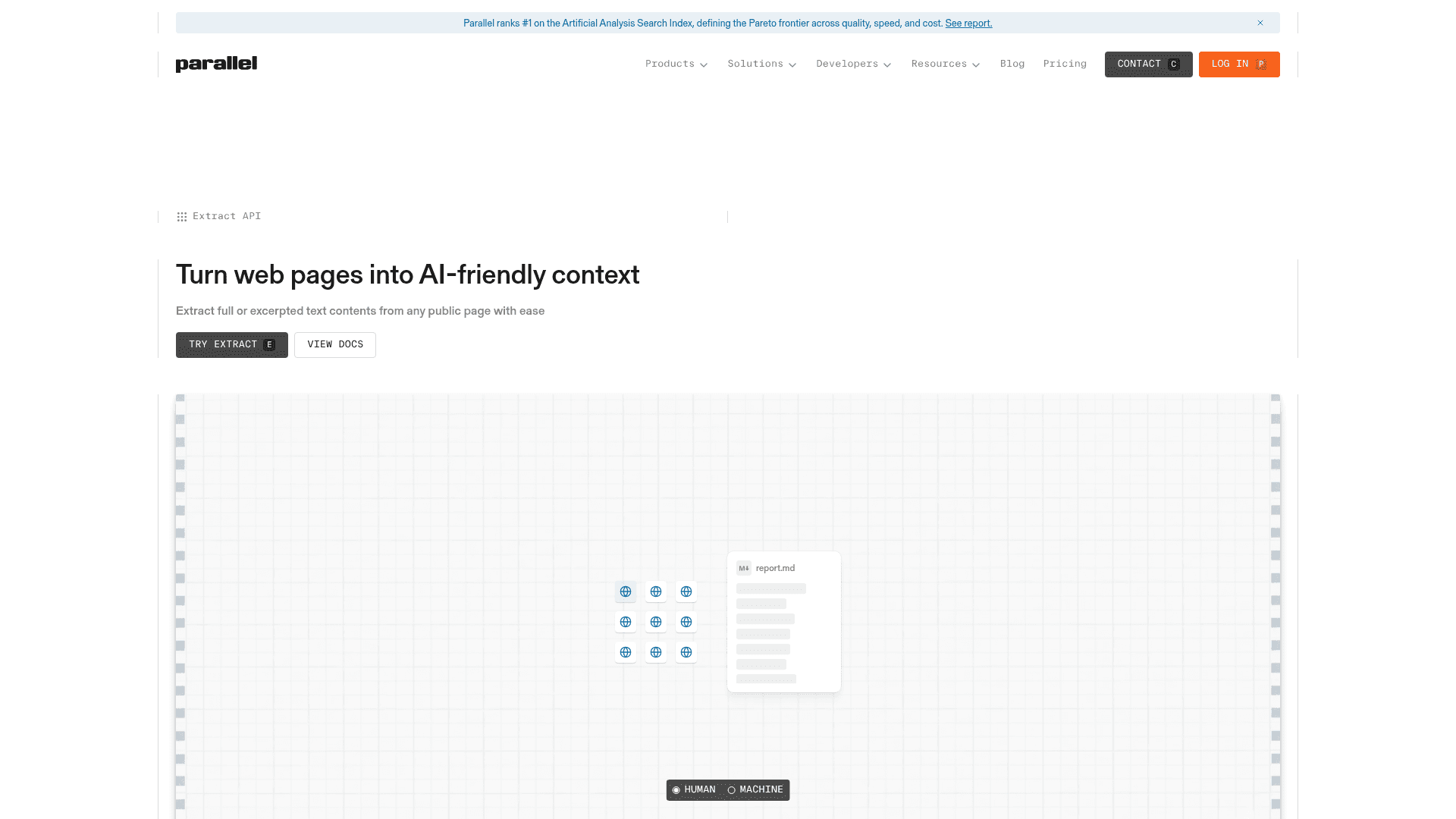 Parallel Extract API turns JavaScript-heavy pages into clean, AI-ready content