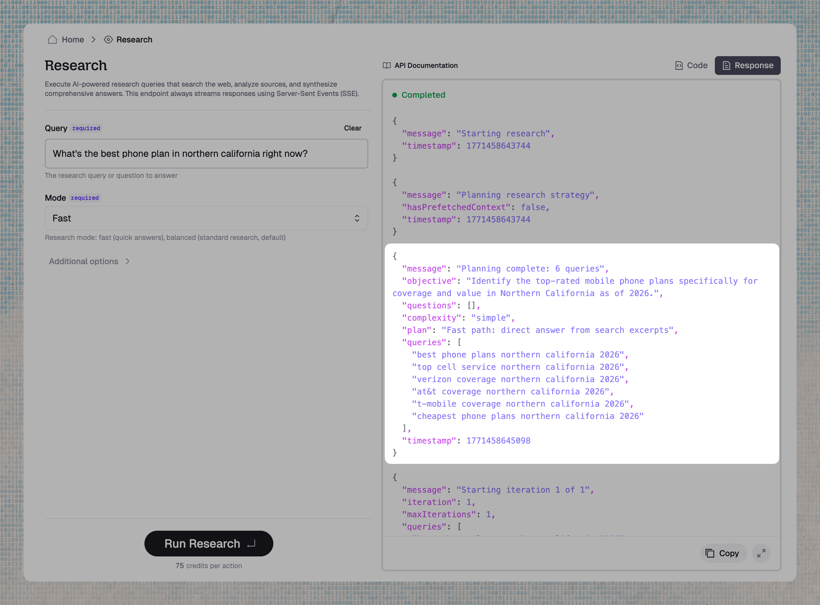 Illustration demonstrating deep research API concepts, web search capabilities, or AI agent integration features