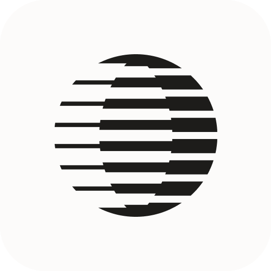 Parallel AI avatar with a black symbol on a light background